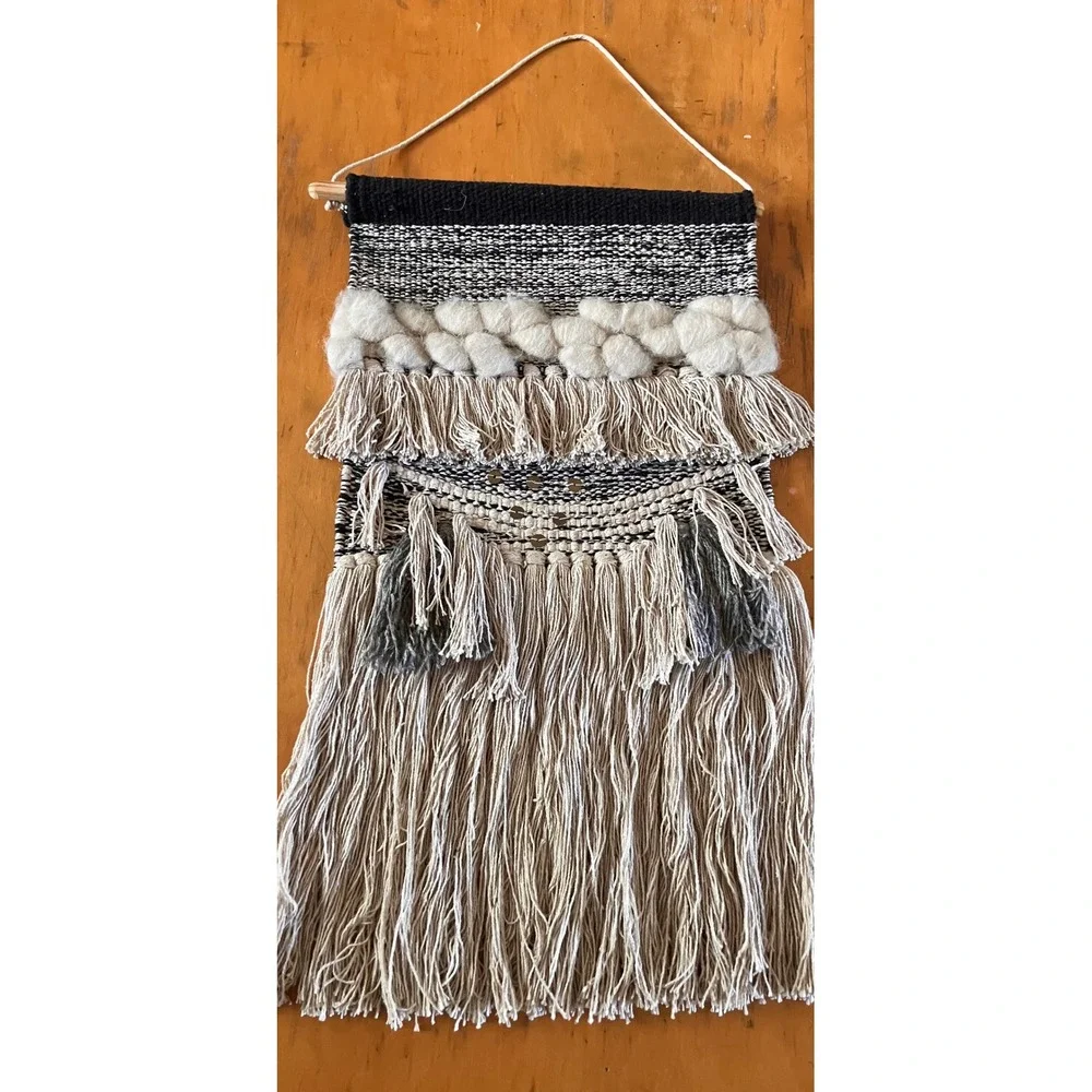 Woven Wall Hanging Home Decor Neutral Boho Fiber Art Tapestry